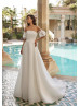 Strapless Ivory Pleated Organza Lace Dreamy Wedding Dress
